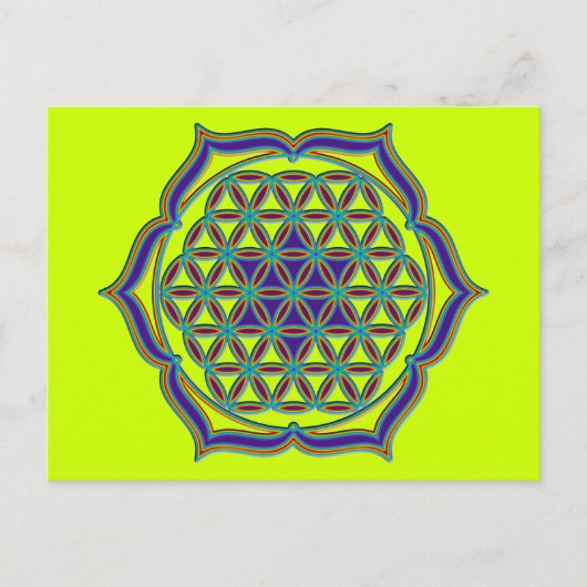 Levenflank / Blume des lebens - Lotus Contour Briefkaart (Voorkant)