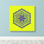Levenflank / Blume des lebens - Lotus Contour Canvas Afdruk (Insitu (Houten vloer))