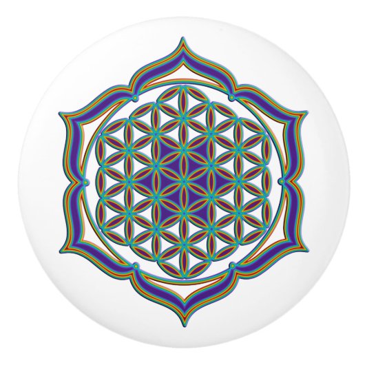 Levenflank / Blume des lebens - Lotus Contour Keramische Knop (Voorkant)