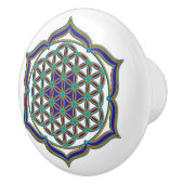 Levenflank / Blume des lebens - Lotus Contour Keramische Knop (Rechts)