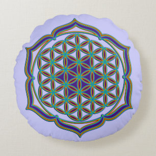 Levenflank / Blume des lebens - Lotus Contour Rond Kussen