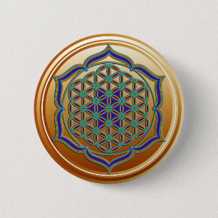 Levenflank / Blume des lebens - Lotus Contour Ronde Button 5,7 Cm
