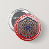 Levenflank / Blume des lebens - Lotus Contour Ronde Button 5,7 Cm (Voorkant /achterkant)