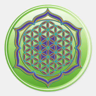 Levenflank / Blume des lebens - Lotus Contour Ronde Sticker