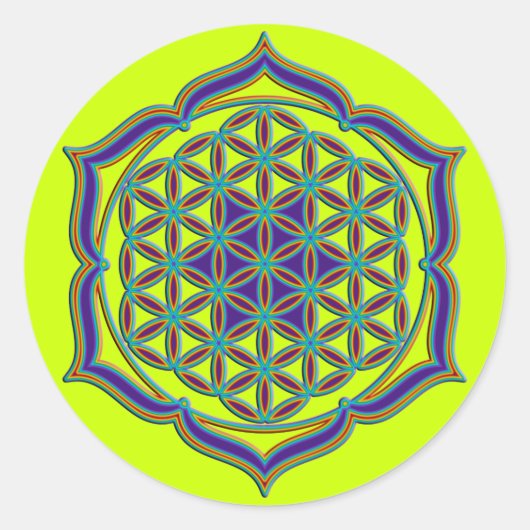 Levenflank / Blume des lebens - Lotus Contour Ronde Sticker (Voorkant)