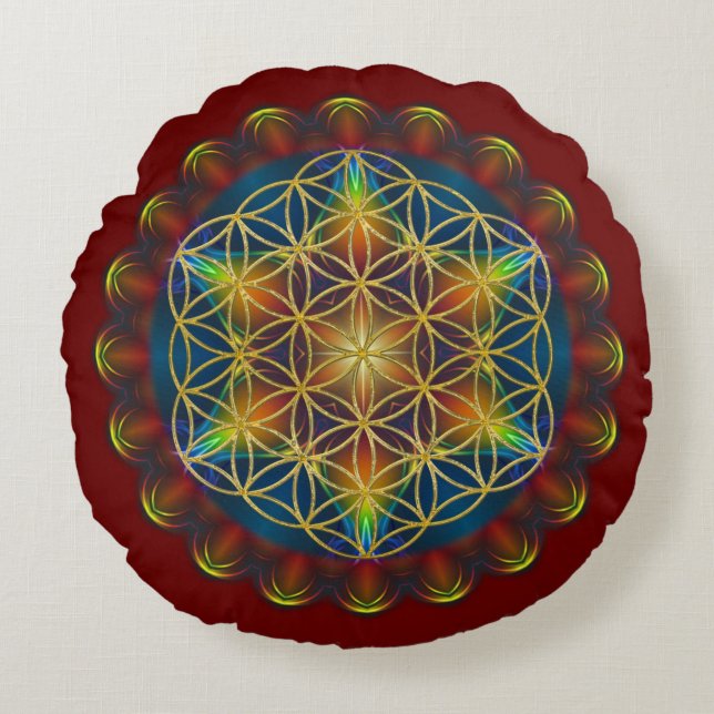 Levenflank / Blume des lebens - Mandala III Rond Kussen (Voorkant)
