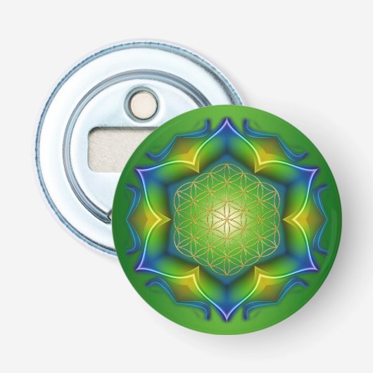 Levenflank / Blume des lebens - Mandala v Button Flesopener (Voorkant)