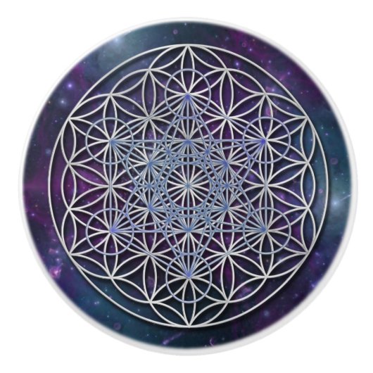 Levenflank / Blume des lebens - metatron Cube Keramische Knop (Voorkant)