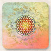 Levenflank / Blume des lebens - Ornament IV BG Drankjes Onderzetter (Voorkant)