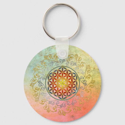 Levenflank / Blume des lebens - Ornament IV BG Sleutelhanger (Voorkant)