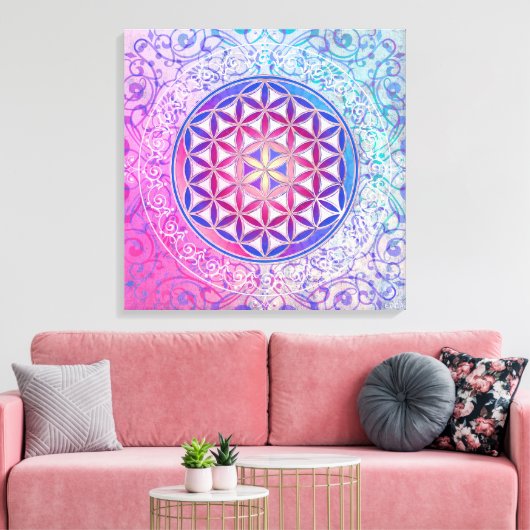 Levenflank / Blume des lebens - Ornament V Canvas Afdruk (Insitu (Woonkamer))