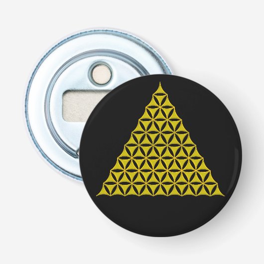 Levenflank / Blume des lebens - piramidegoud Button Flesopener (Voorkant)