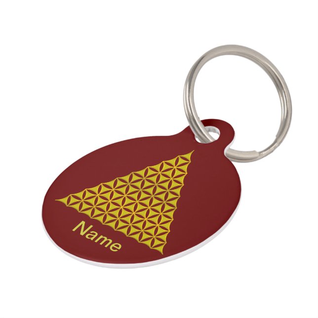 Levenflank / Blume des lebens - piramidegoud Huisdierpenning (Zijkant)