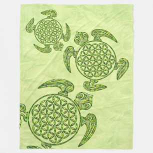 Levenflank / Blume des lebens - schildpad groen Fleece Deken