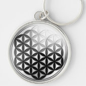Levenflank / Blume des Lebens Silver Black Sleutelhanger (Voorkant)