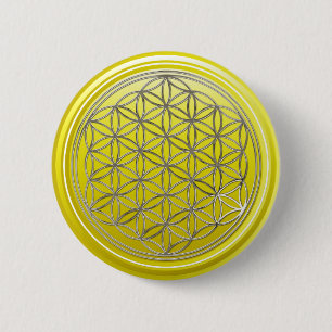 Levenflank / Blume des lebens - SILVER geel Ronde Button 5,7 Cm