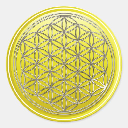Levenflank / Blume des lebens - SILVER geel Ronde Sticker (Voorkant)