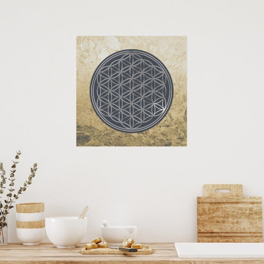 Levenflank / Blume des lebens - SILVER Poster (Keuken)