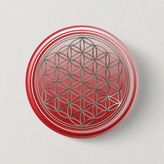 Levenflank / Blume des lebens - SILVER red Ronde Button 5,7 Cm (Voorkant)