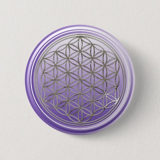 Levenflank / Blume des lebens - SILVER violet Ronde Button 5,7 Cm (Voorkant)