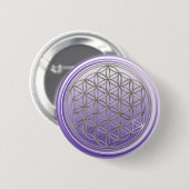 Levenflank / Blume des lebens - SILVER violet Ronde Button 5,7 Cm (Voorkant /achterkant)