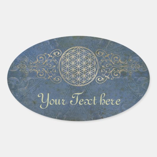 Levenflank / Blume des lebens - vintage IX Ovale Sticker (Voorkant)