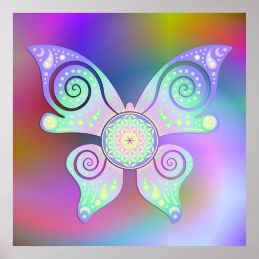 Levenflank / Blume des Lebens - vlinder Poster (Voorkant)