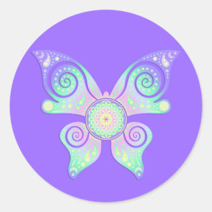 Levenflank / Blume des Lebens - vlinder Ronde Sticker