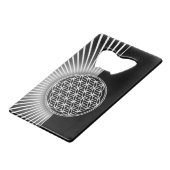 Levenflank / Blume des Lebens - wit vlak Creditkaart Flessenopener (Voorkant Gekanteld)