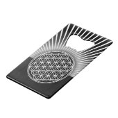 Levenflank / Blume des Lebens - wit vlak Creditkaart Flessenopener (Achterkant Gekanteld)