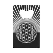 Levenflank / Blume des Lebens - wit vlak Creditkaart Flessenopener (Achterkant)