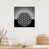 Levenflank / Blume des Lebens - wit vlak Poster (Keuken)