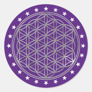 Levenflank / Blume des lebens - zilver Ronde Sticker