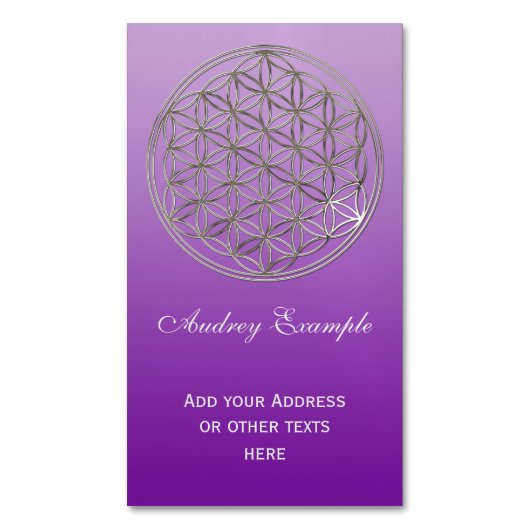 Levenflank / Blume des lebens - zilver Visitekaartje Magneet (Voorkant Verticaal)