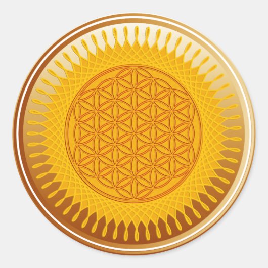 Levenflank / Blume des lebens - ZONNY brown Ronde Sticker (Voorkant)