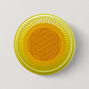 Levenflank / Blume des lebens - ZONNY geel Ronde Button 5,7 Cm