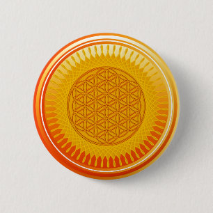 Levenflank / Blume des lebens - ZONNY oranje Ronde Button 5,7 Cm