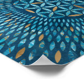 Levenflens in bladen - Blauwe marmer en goud Poster (Hoek)