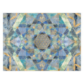 Levenflens in de Heilige Geometrie Marmer Ornament Tafelkleed (Voorkant (Horizontaal))