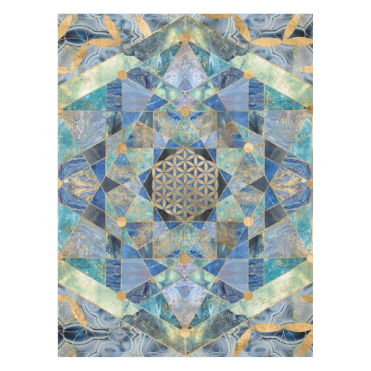 Levenflens in de Heilige Geometrie Marmer Ornament Tafelkleed (Voorkant)