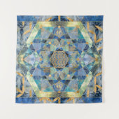 Levenflens in de Heilige Geometrie Marmer Ornament Wandkleed (Voorkant (horizontaal))