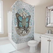 Levenflens - levensboom - vlinder douchegordijn (In situ)