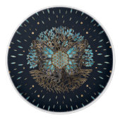 Levenflens - levensboom - vlinder keramische knop (Voorkant)