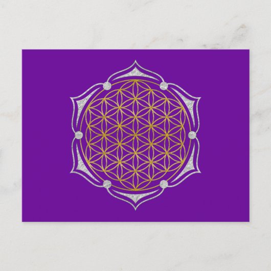 Levenflens - Lotus gold Silver Briefkaart (Voorkant)