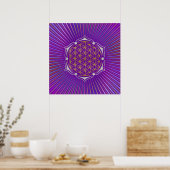 Levenflens - Lotus gold Silver Poster (Keuken)