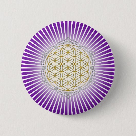 Levenflens - Lotus gold Silver Ronde Button 5,7 Cm (Voorkant)