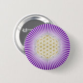 Levenflens - Lotus gold Silver Ronde Button 5,7 Cm (Voorkant /achterkant)