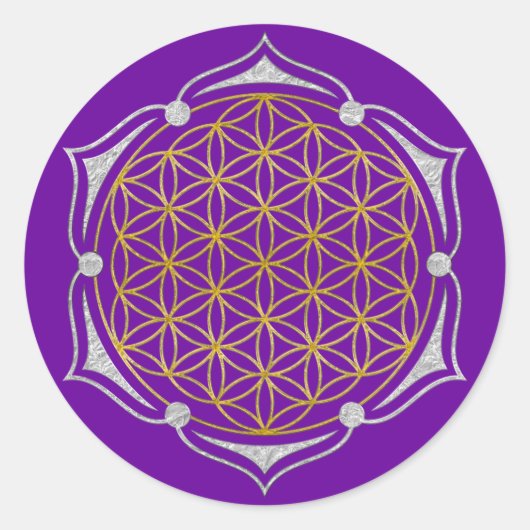 Levenflens - Lotus gold Silver Ronde Sticker (Voorkant)