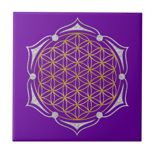 Levenflens - Lotus gold Silver Tegeltje (Voorkant)