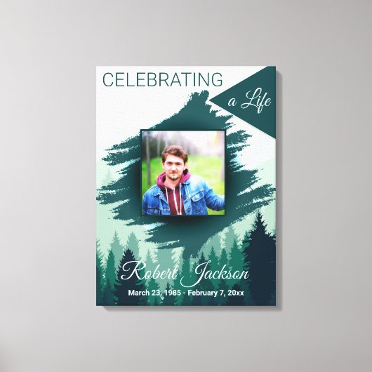 Levengedenkwaardig groene pijnbomenbos foto canvas afdruk (Voorkant)